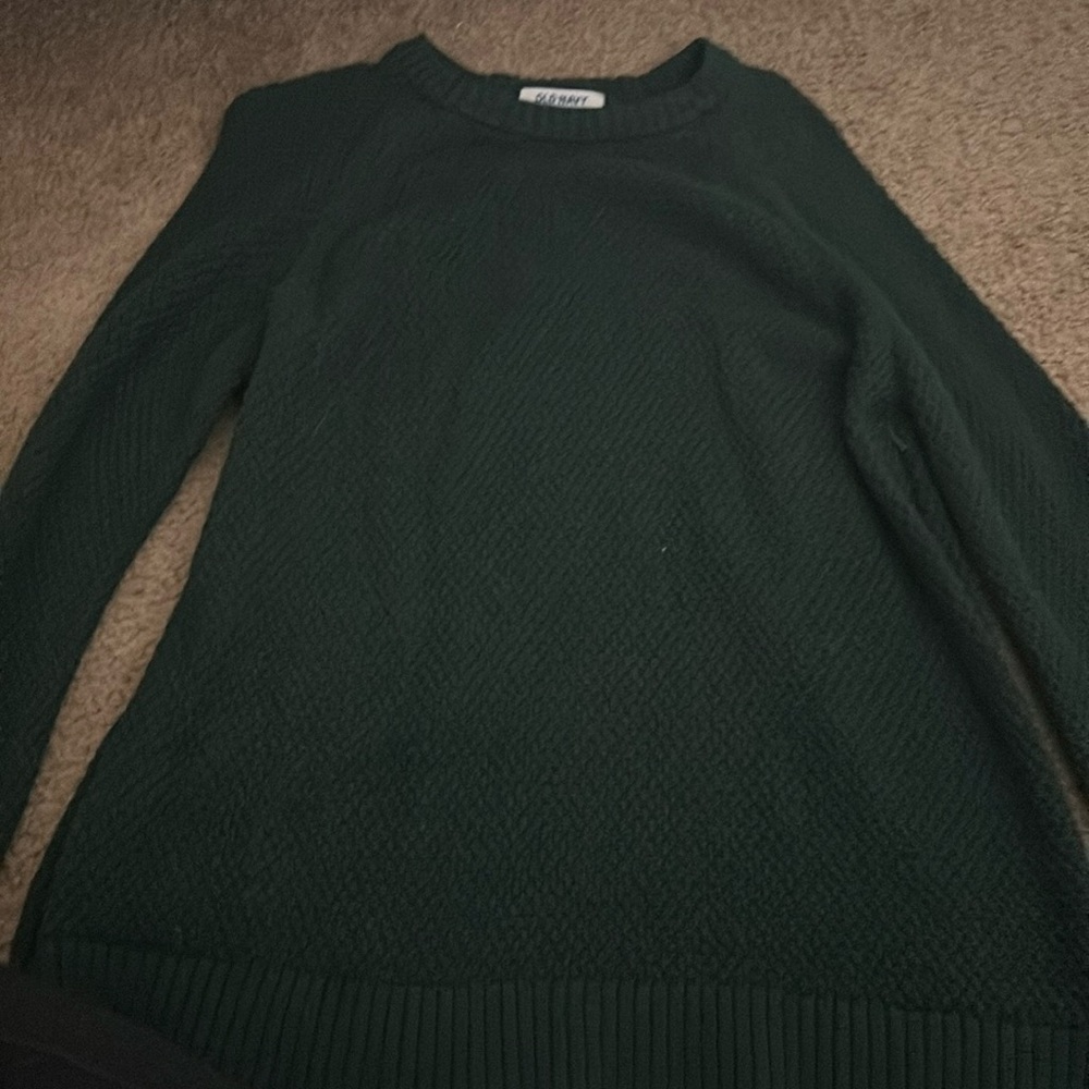 green sweater